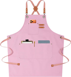 AFUN chef apron with cross-back design in light pink for comfortable all-day wear