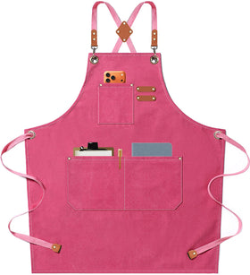 AFUN pink chef apron with oversized pockets for easy utensil storage
