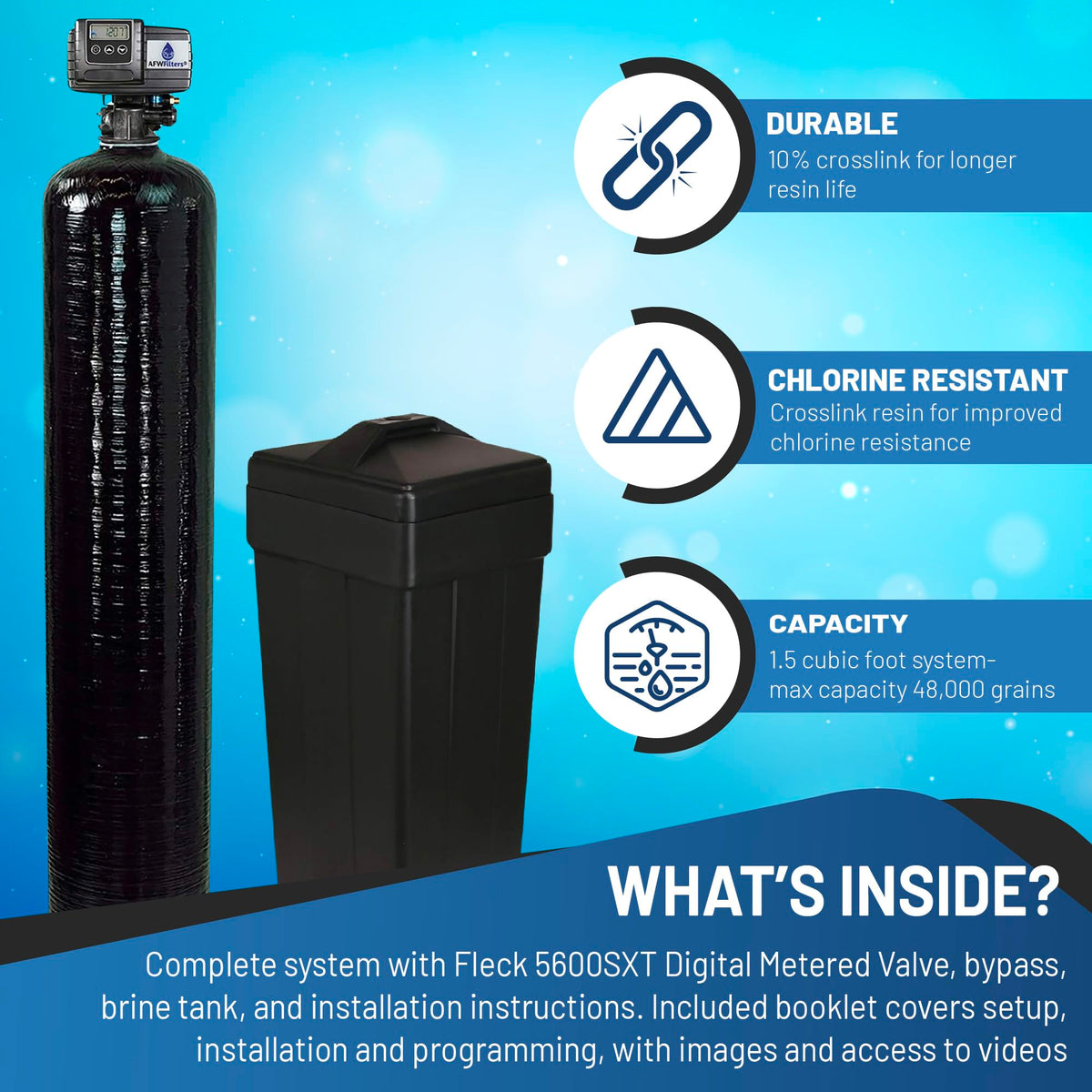 AFWFilters control valve and display allow easy on-demand water softening.