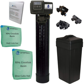 AFWFilters Fleck 5600 SXT system tank with resin for efficient home softening.