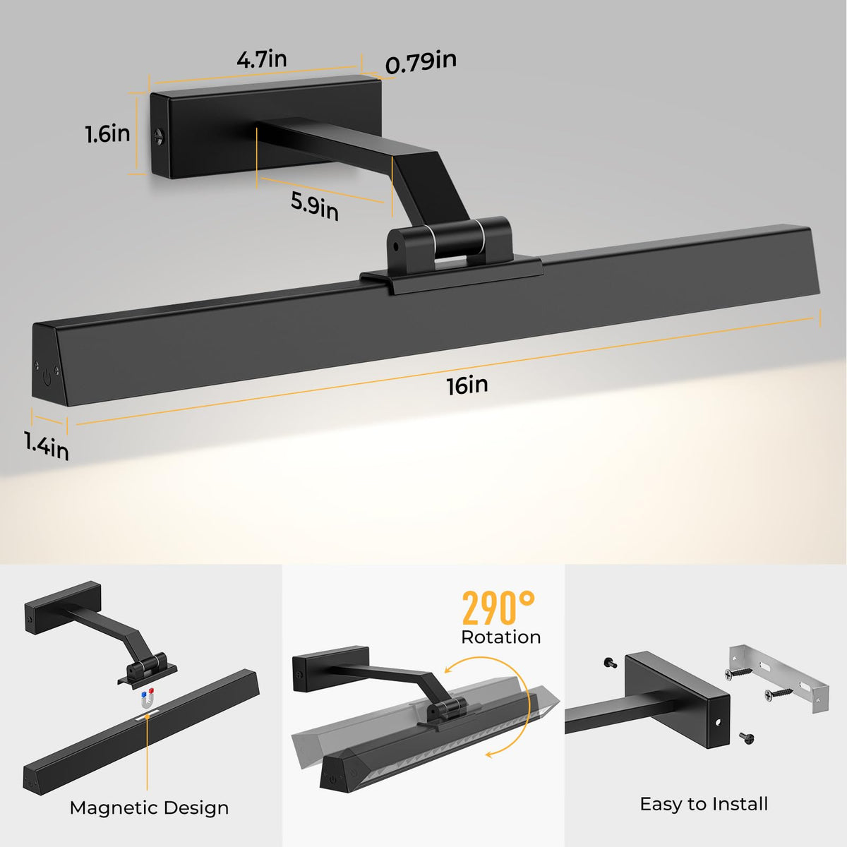 Afyuol bedside and cabinet art light for flexible bedside illumination.