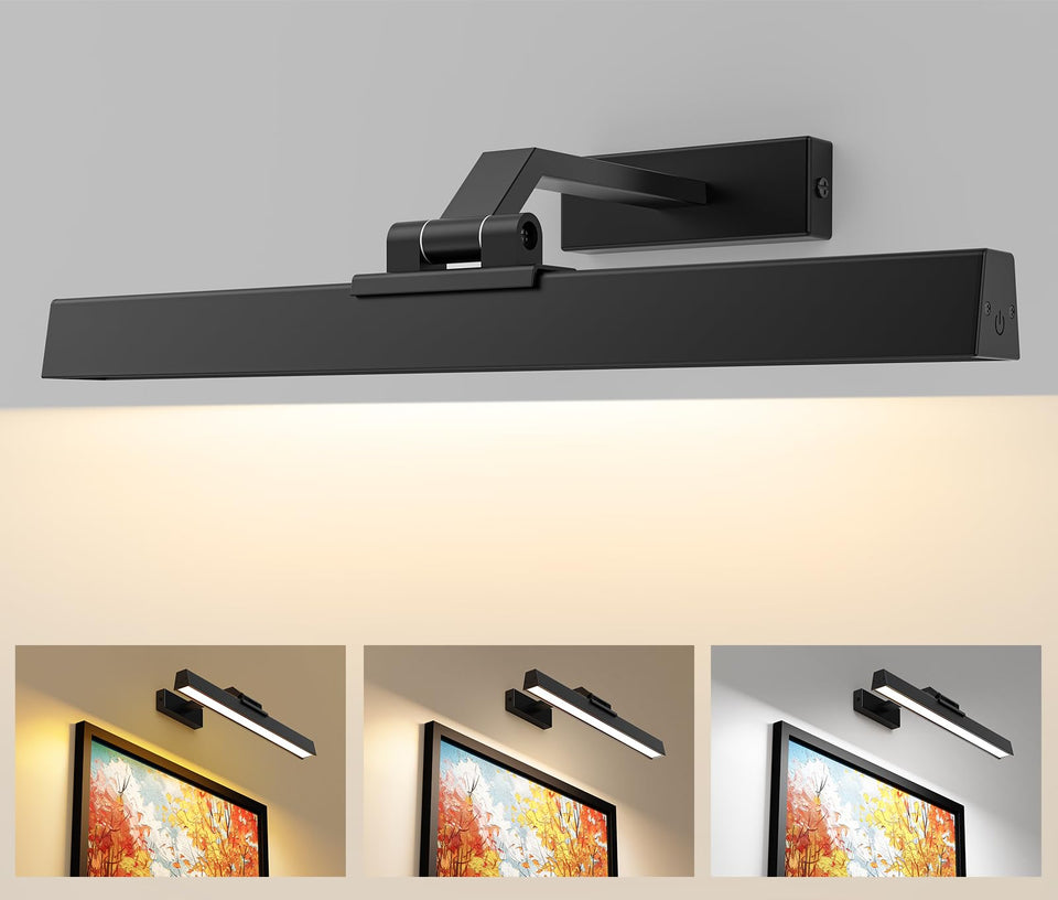 Afyuol 16in picture light highlights art with even brightness and no glare.