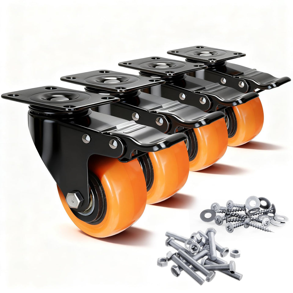 AGBOLO 2-inch caster wheel close-up highlighting sturdy build for lightweight furniture mobility.