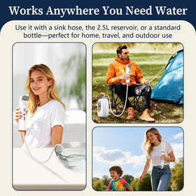Ageroul bottle-direct connection lets you use bottled water instantly when traveling.
