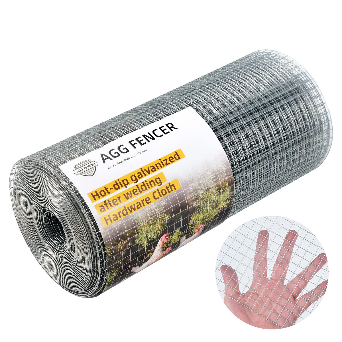 AggFencer hardware cloth close-up shows sturdy galvanized mesh for durable fencing.