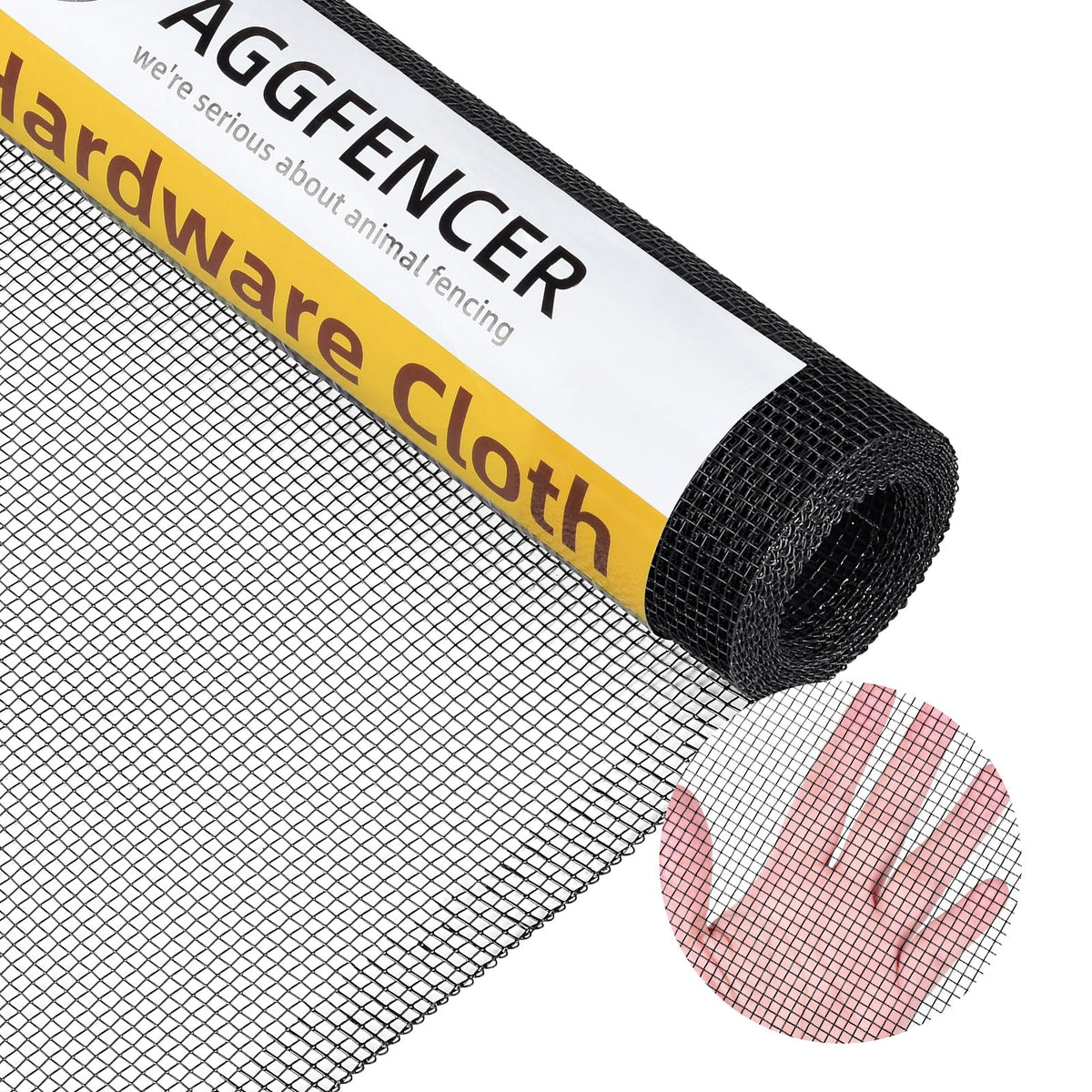 AggFencer hardware cloth 16x10 black PVC coating for durable outdoor fencing.