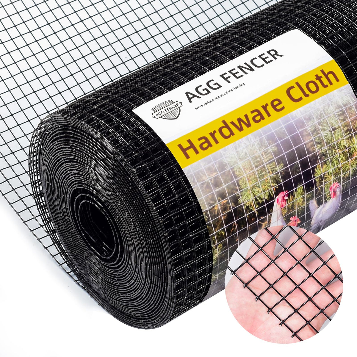 AggFencer hardware cloth with black PVC coating for durable fencing.