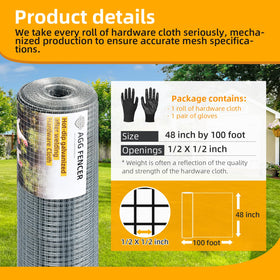 AggFencer hardware cloth 48x100ft grid closeup for corrosion resistance.