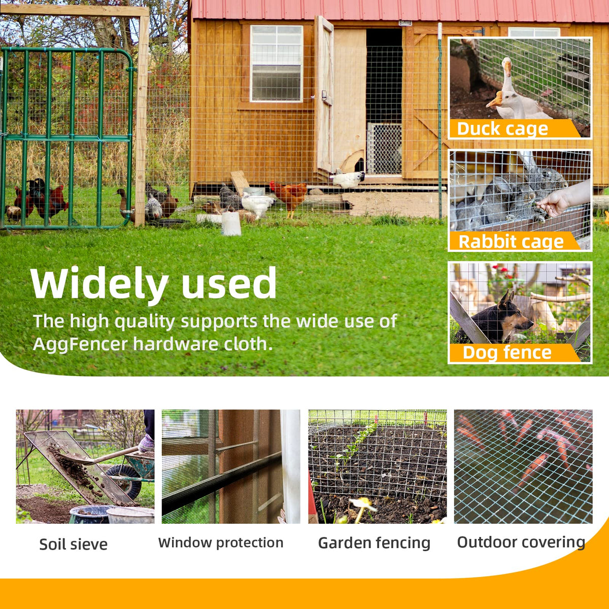 AggFencer multipurpose poultry fence ideal for coops, runs, and garden borders.