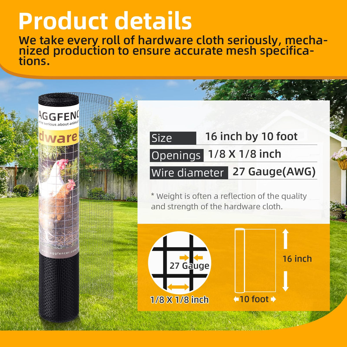 AggFencer welded wire mesh 1/8 inch 27ga offers strong, rust-resistant fencing.