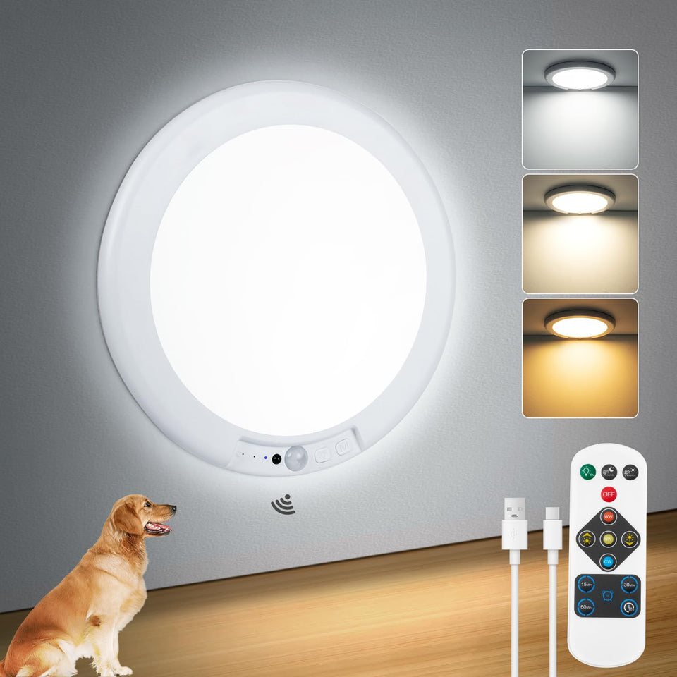 Aggforbl battery-powered ceiling light with remote for easy, hands-free control in the bathroom