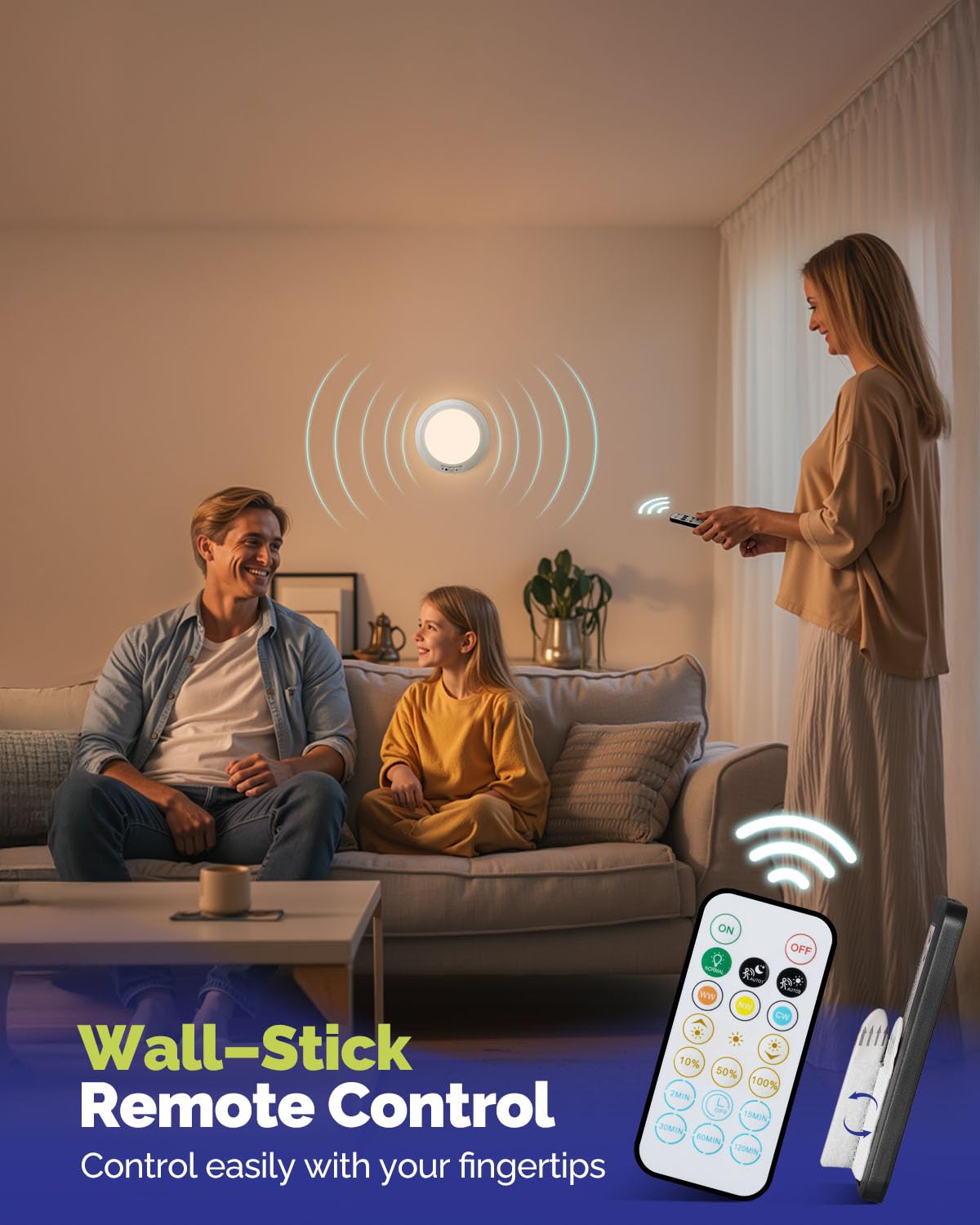 Aggforbl no-wire ceiling light design enables easy setup in tight spaces.