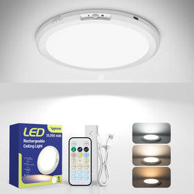 Aggforbl rechargeable ceiling light with remote for hands-free lighting.