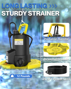 AgiiMan 33-foot cord offers extended reach for drainage tasks.