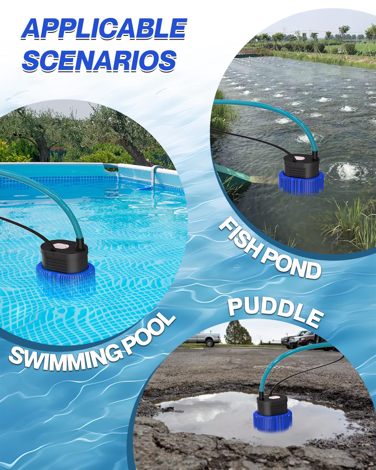 AgiiMan four-side mesh screens on pump catch water flow while keeping debris out.