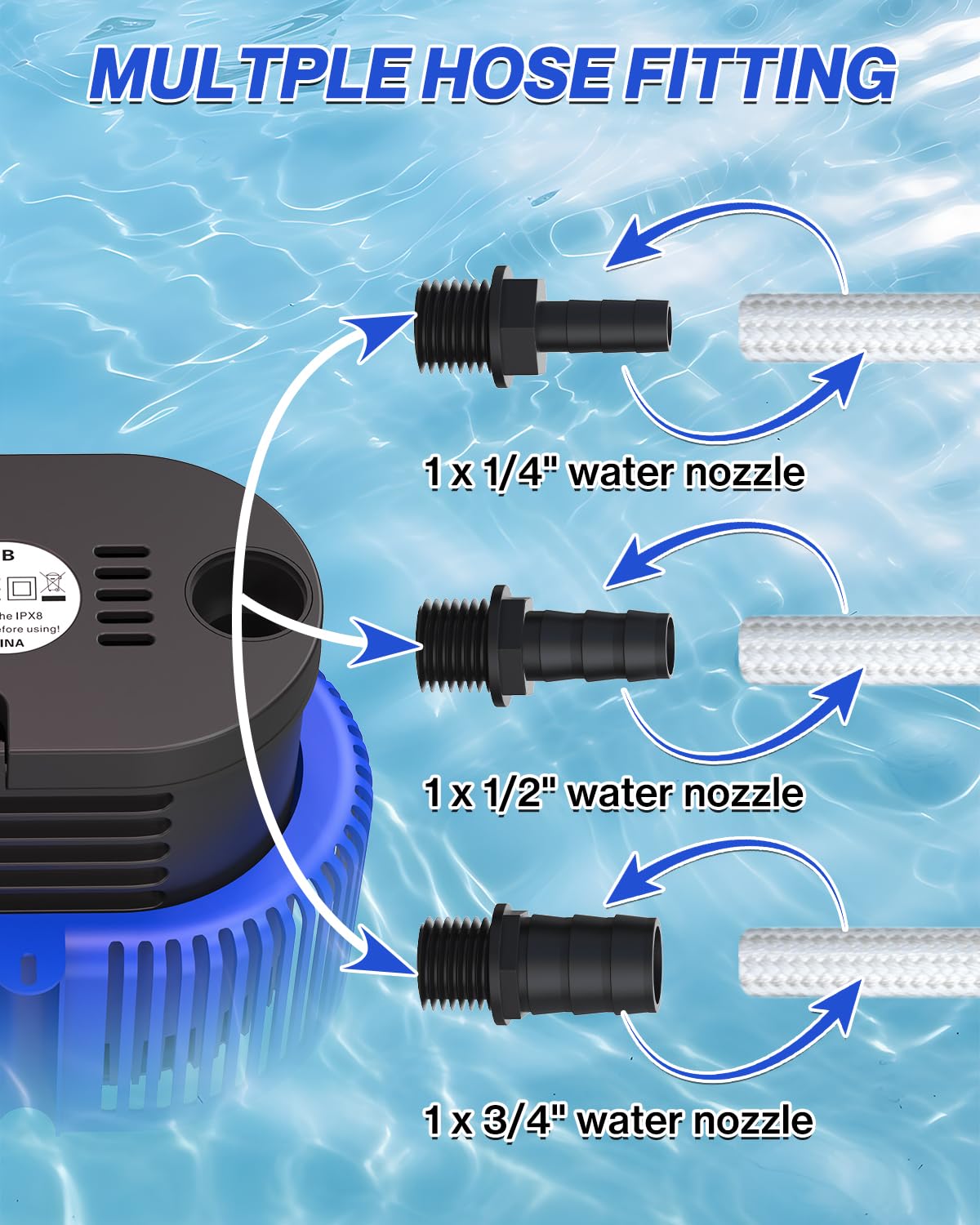 AgiiMan IPX8 waterproof pool pump designed for outdoor weather resistance.