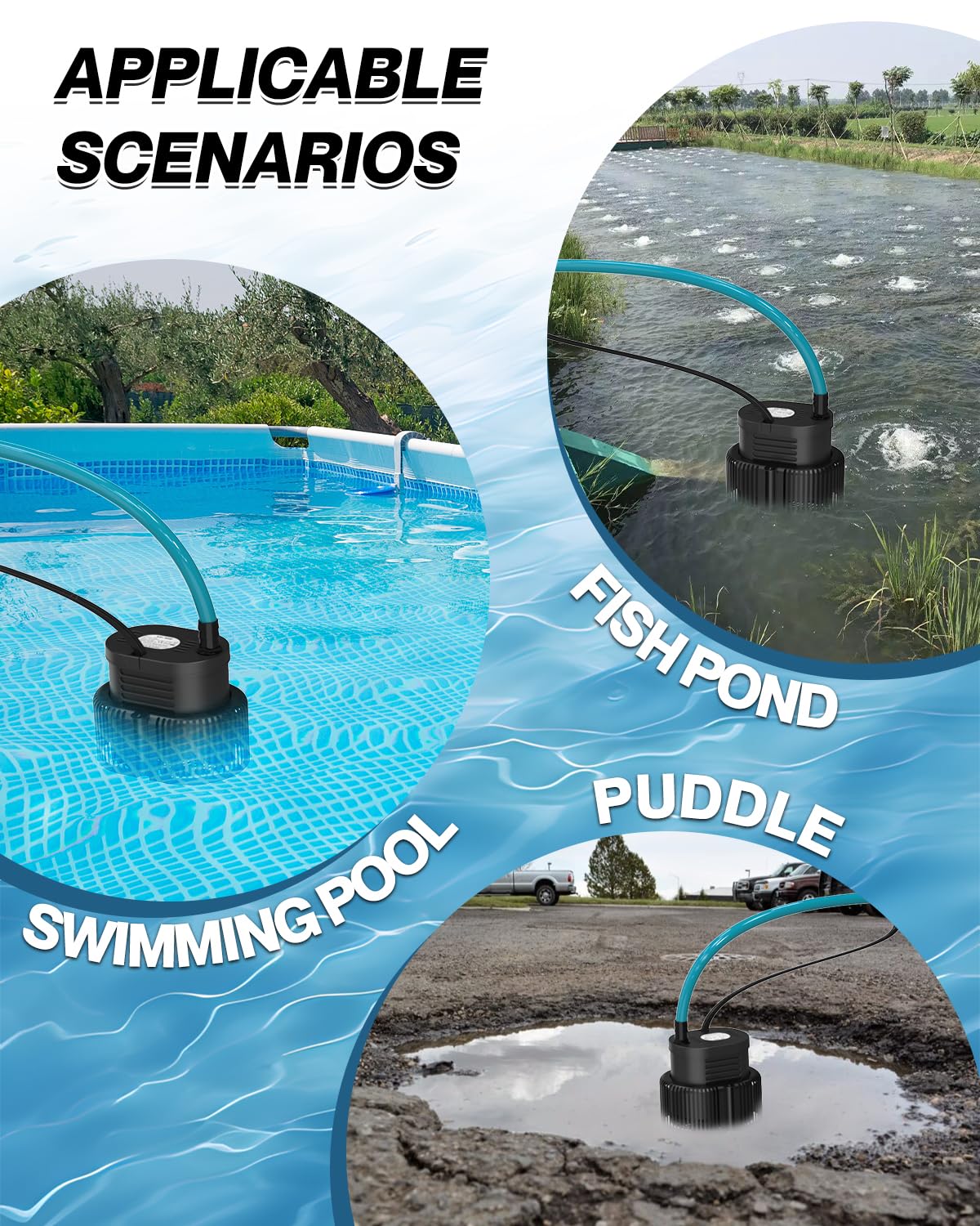 AgiiMan pump with four-sided mesh screens to prevent debris entry.