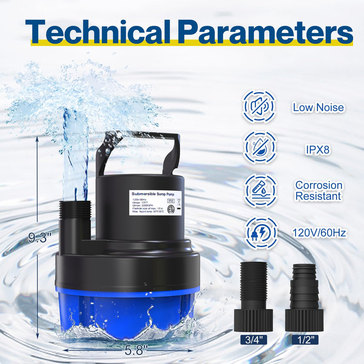 AgiiMan pool drain pump suited for basement use and quick transfer.