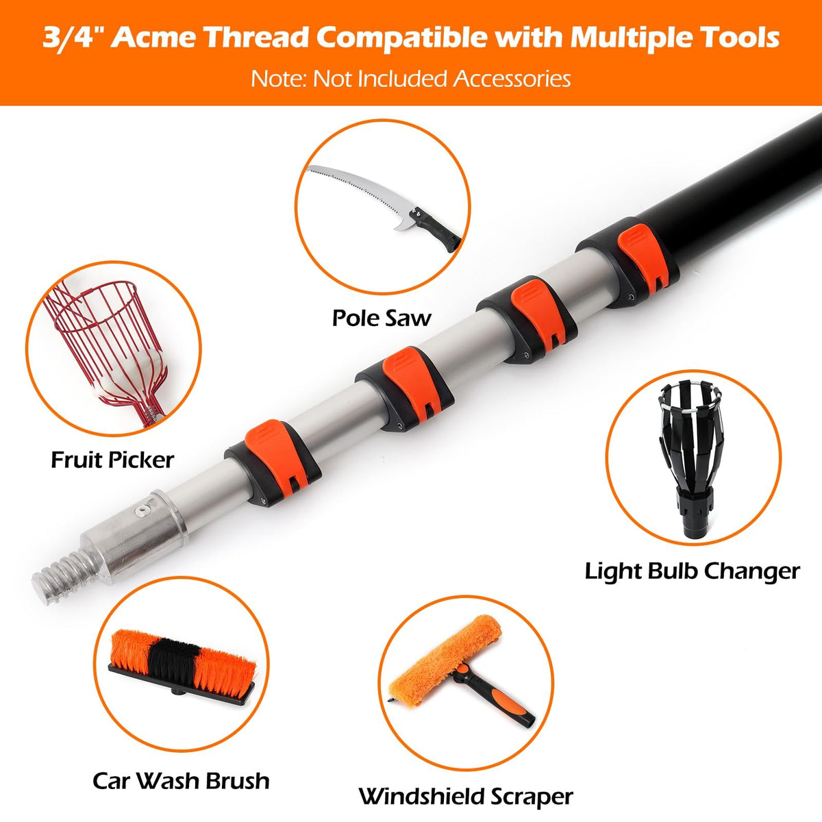 AgiiMan extendable pole with comfortable foam grip supports steady, fatigue-free operation