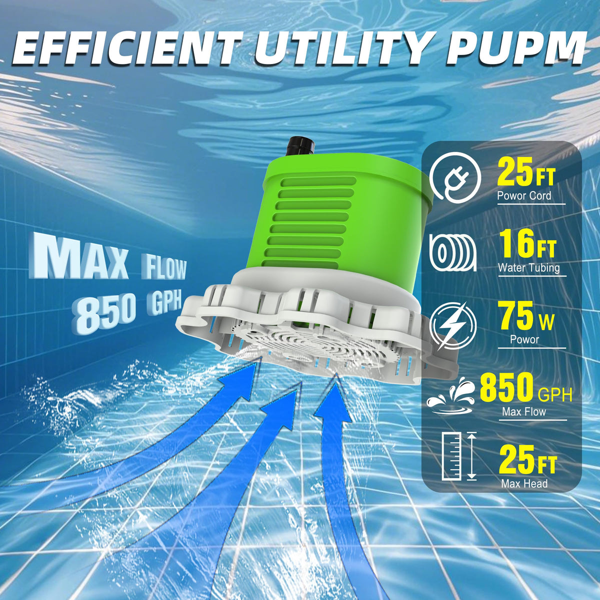 AgiiMan pool-cover-pump-25ft-cord image shows safe, flexible operation.