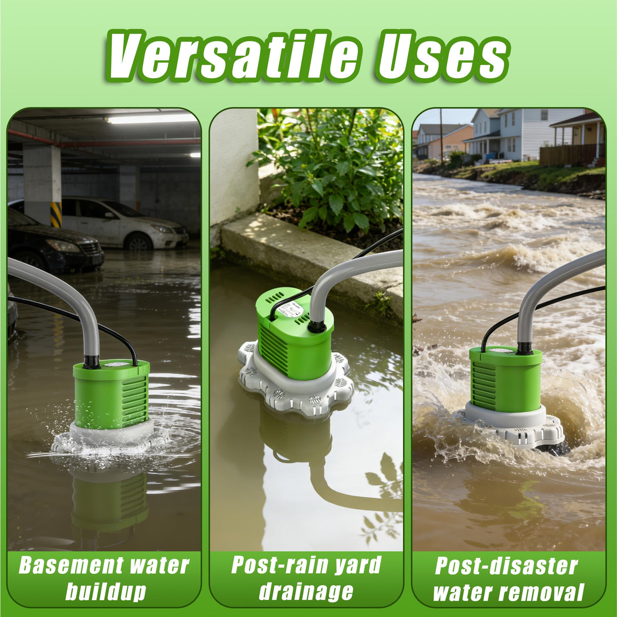 AgiiMan pool-cover-pump-drainage-hose image features included drainage hose for quick water removal.