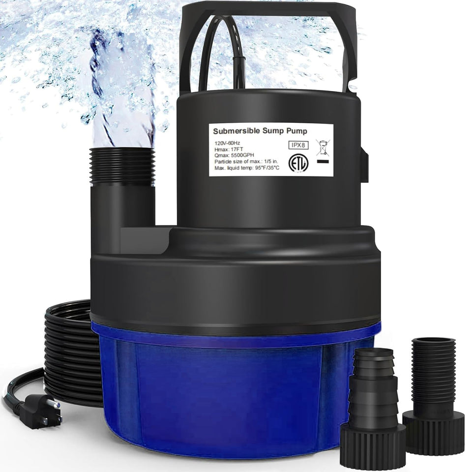 AgiiMan submersible pump with 1HP 3500GPH for basement drainage and quick removal