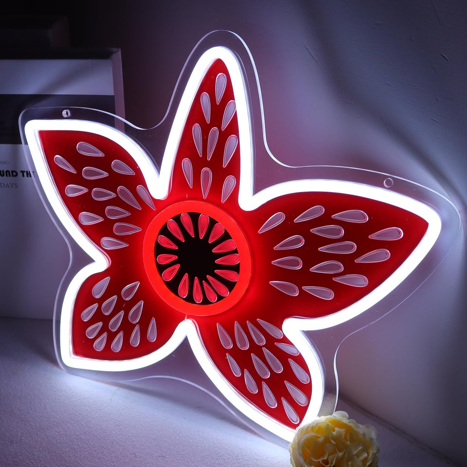 AGJKSGH Stranger Flower Neon Thngs Sign glows with warm, cozy 11x13 inch ambiance