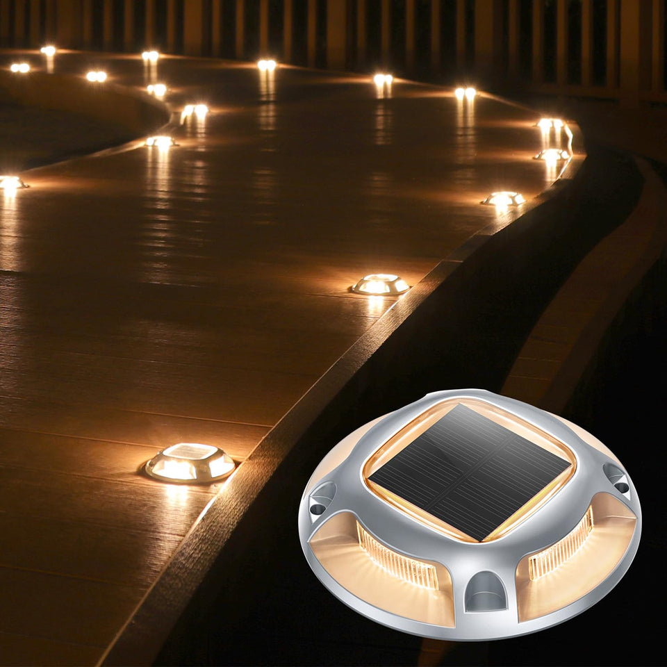 AGPTEK Solar Driveway Lights front view for bright markers along pathways.