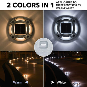 AGPTEK Solar Driveway Lights side view highlighting durable IP68 waterproof design.