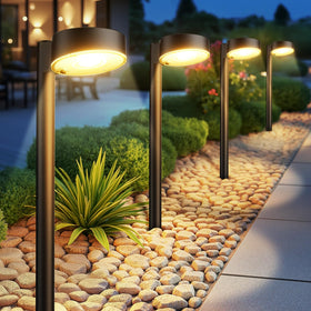 Ahaorigin 8-pack solar pathway lights providing bright walkway illumination
