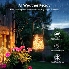 Dusk-to-dawn lighting from Ahaorigin lanterns on a garden path.