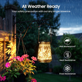Dusk-to-dawn solar lanterns by Ahaorigin providing ambient nighttime glow outdoors.