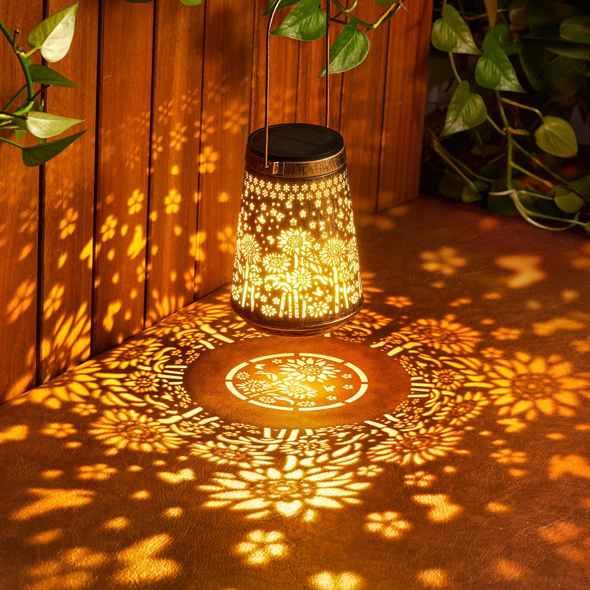 Close-up of hollow metal pattern on Ahaorigin lanterns for decorative charm.