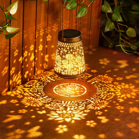 Close-up of hollow metal pattern on Ahaorigin lanterns for decorative charm.