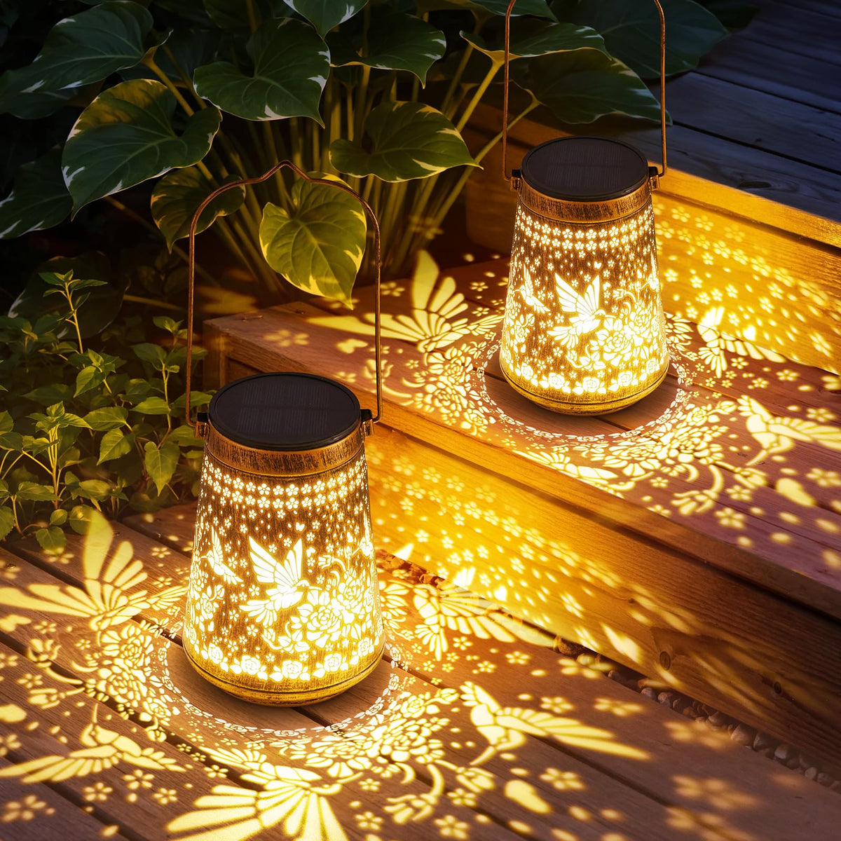 Ahaorigin hummingbird lantern glows warmly for garden ambiance.
