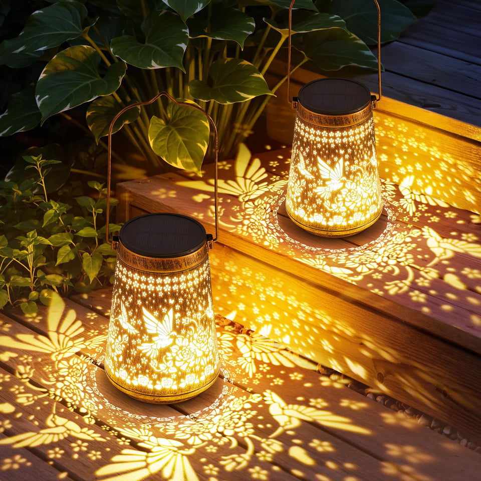 Ahaorigin hummingbird lantern glows warmly for garden ambiance.