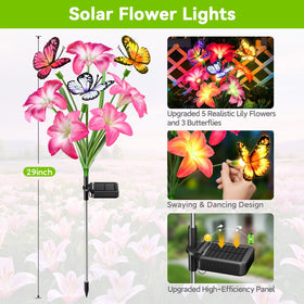 Ahaorigin lily solar flowers with adjustable stems for versatile yard design
