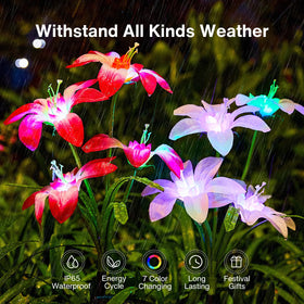 Waterproof lily solar lights ready for outdoor installation