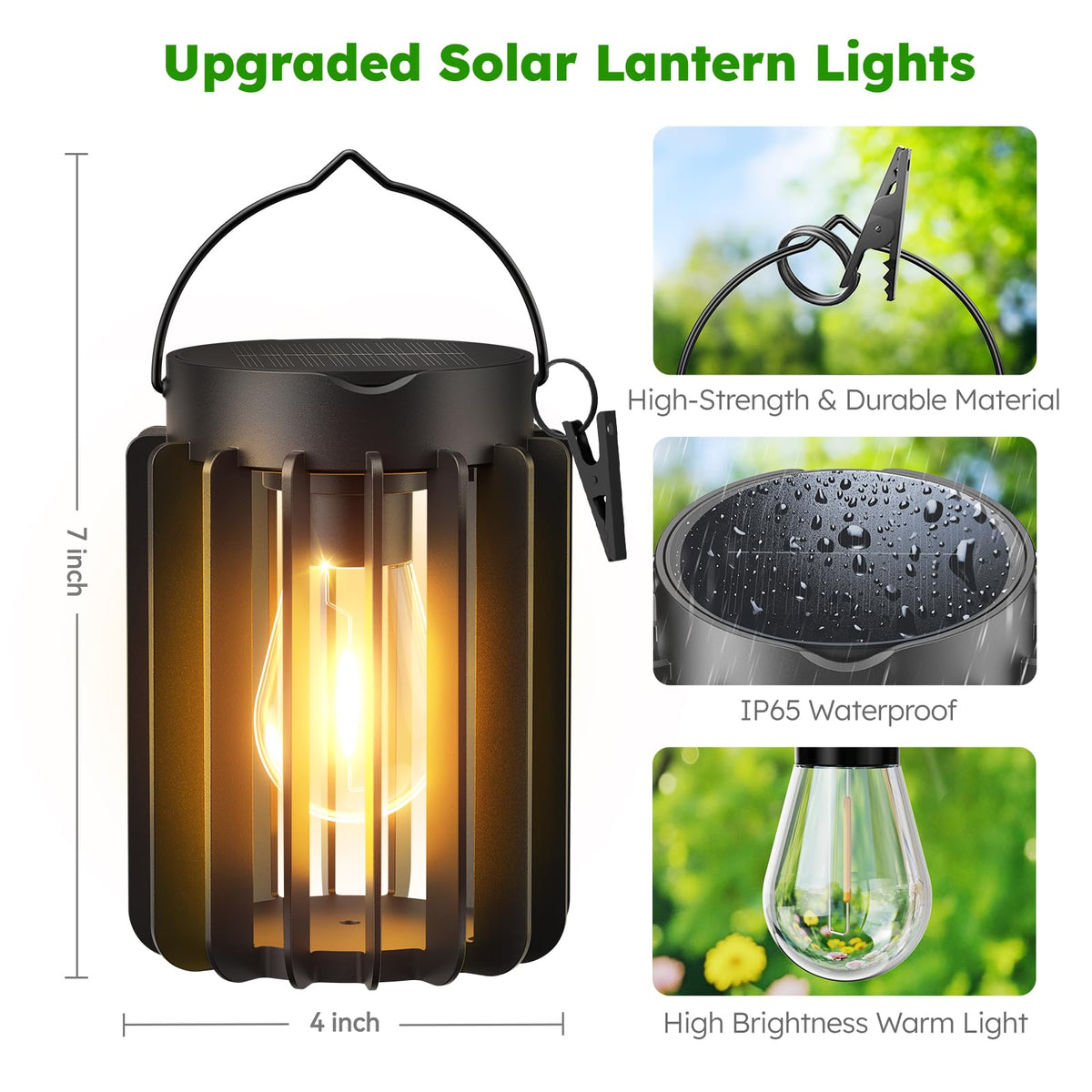 Ahaorigin lantern features an 800 mAh battery for longer lasting yard lighting.