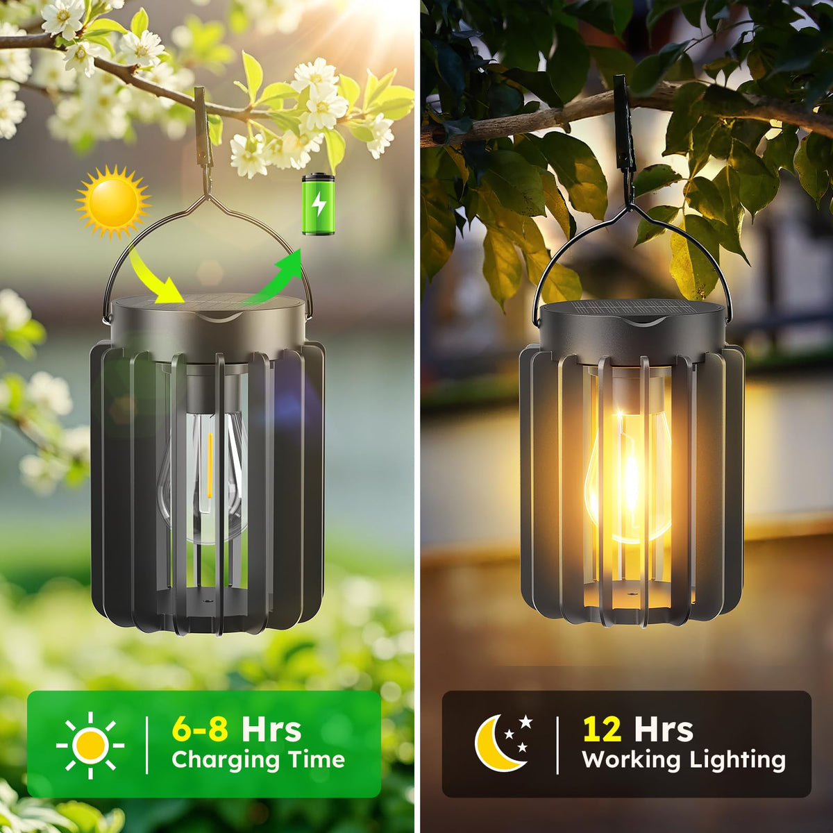 Ahaorigin dusk-dawn sensor lanterns automatically illuminate during evening gatherings.