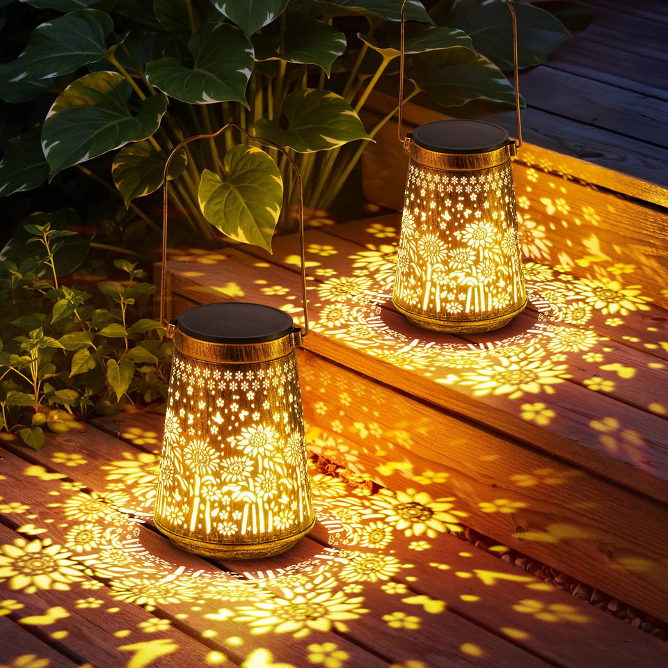 Ahaorigin sunflower lanterns illuminate patios with warm outdoor ambience.