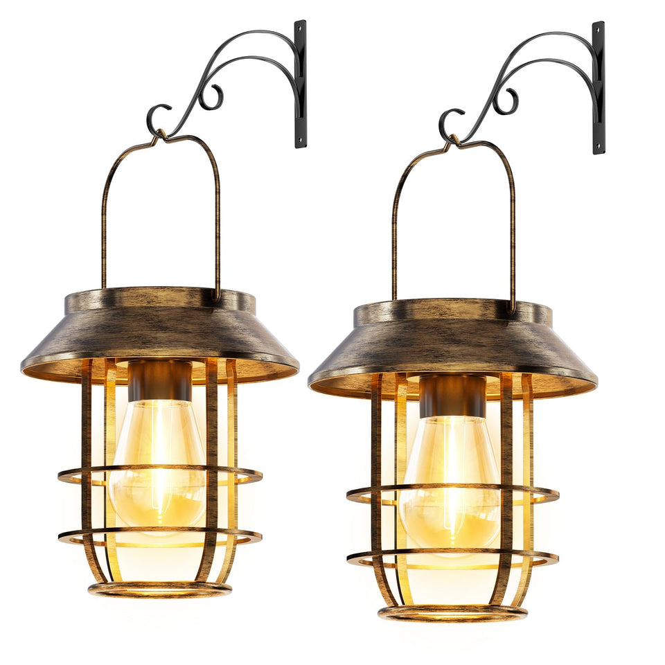 Ahaorigin solar lantern on wall hook for warm porch lighting.