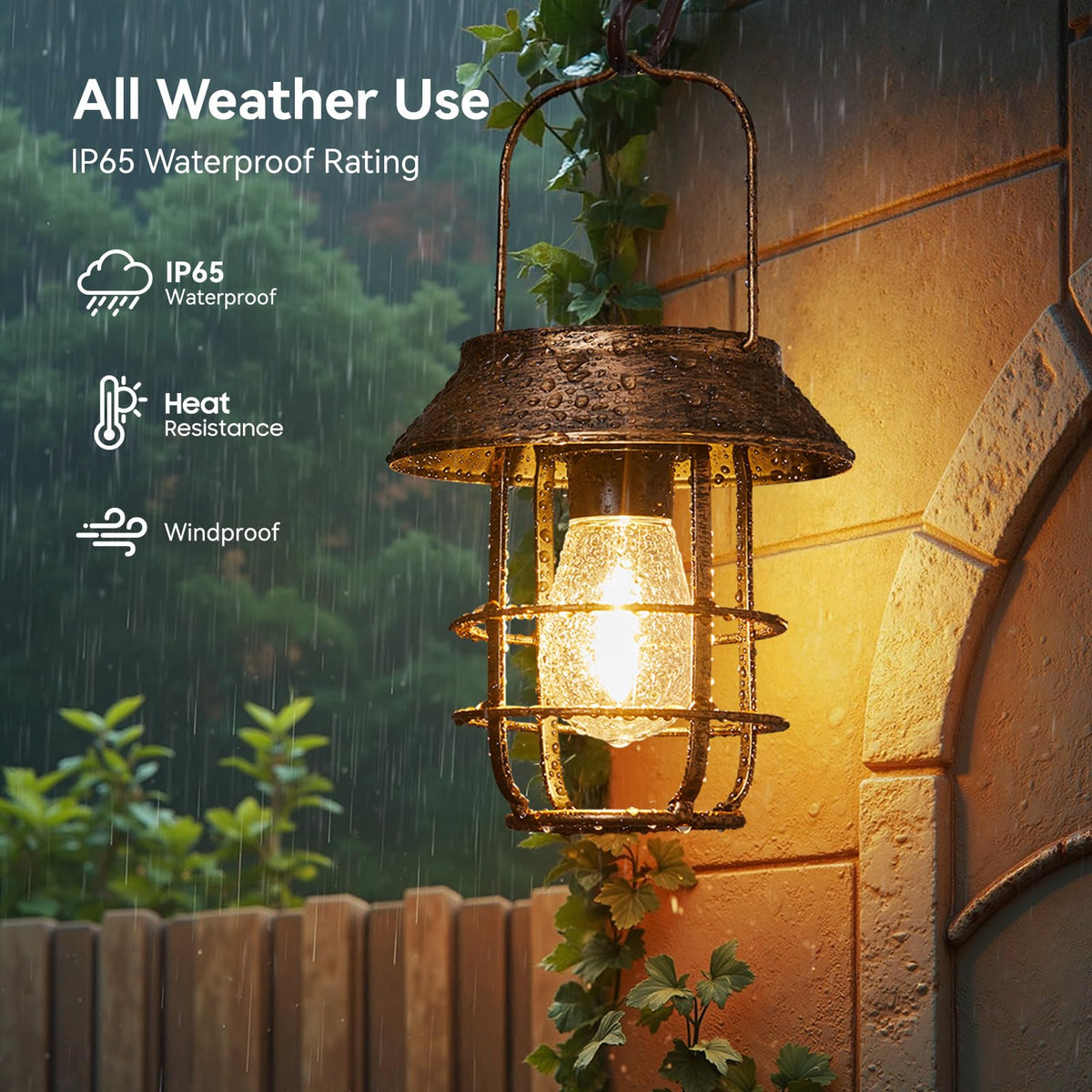 Ahaorigin solar lantern emits a warm light to enhance garden ambience after dusk.