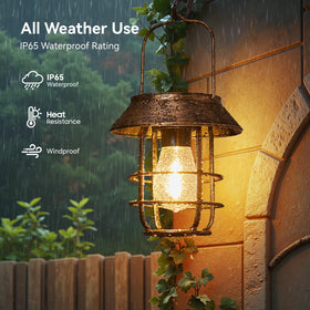 Ahaorigin solar lantern emits a warm light to enhance garden ambience after dusk.