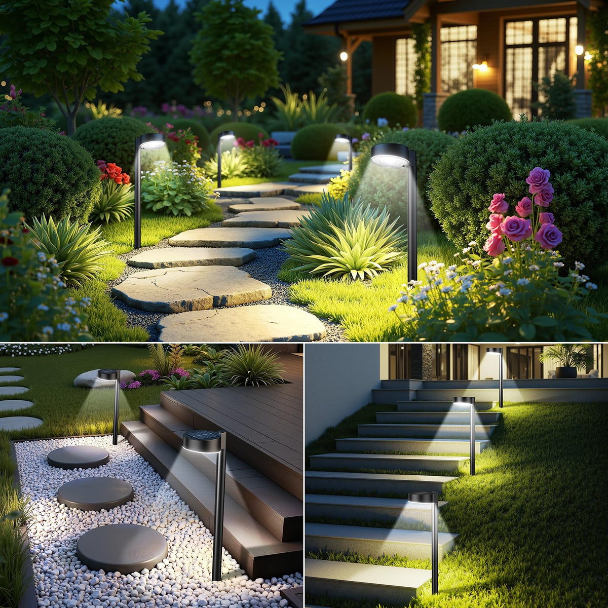 Ahaorigin solar pathway lights in use on a walkway enhancing safety and ambiance