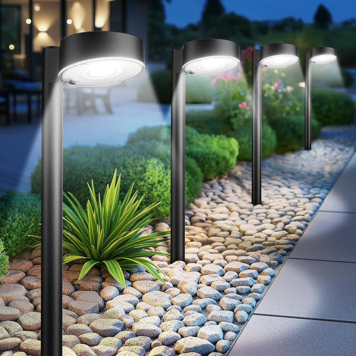 Ahaorigin solar pathway lights pack front view showing modern design for welcoming walkways