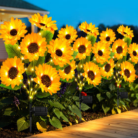 Ahaorigin solar sunflower 3pack flowers brighten garden borders with vivid blooms.