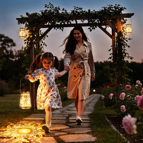 Two-mode warm glow solar lanterns by Ahaorigin for flexible outdoor ambiance.