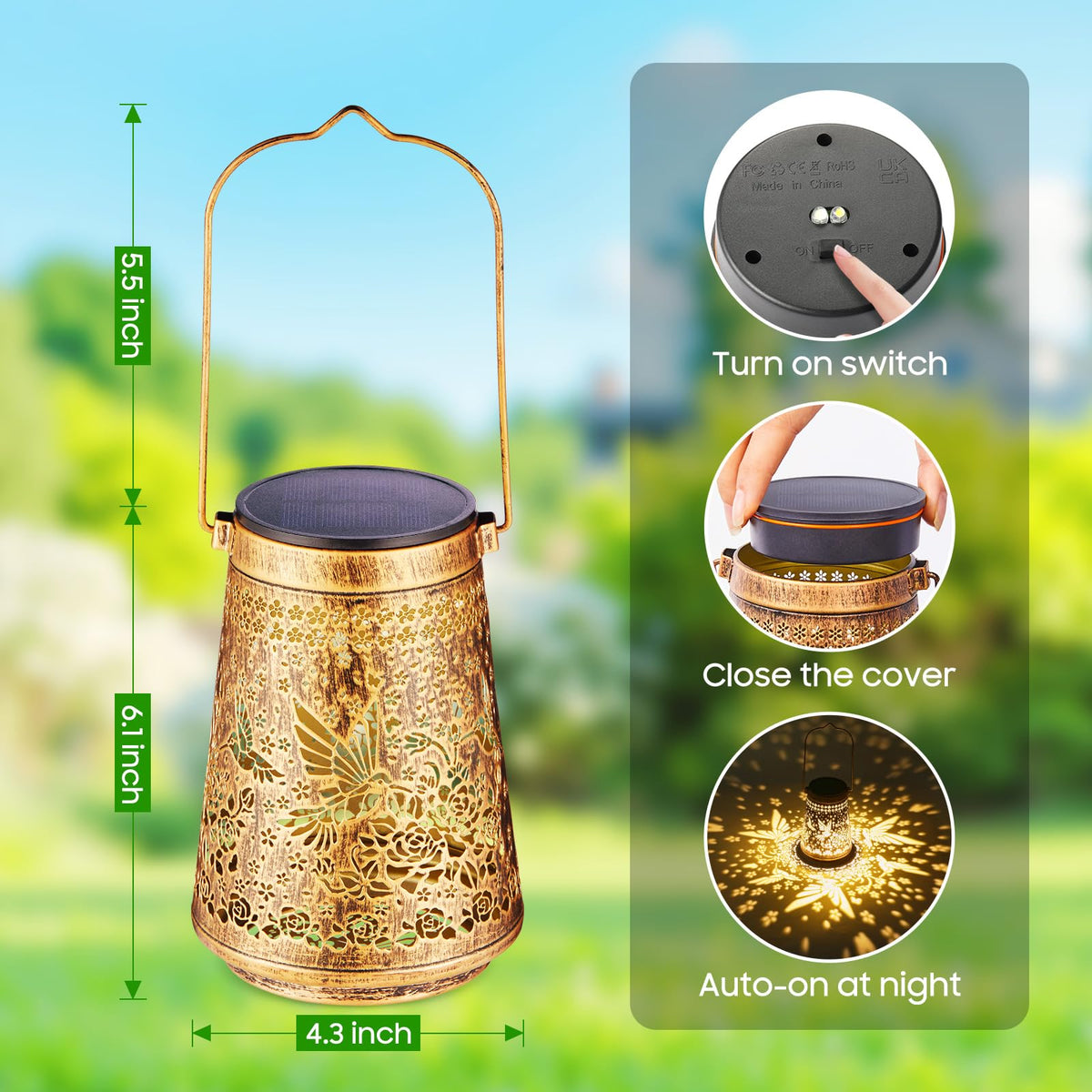 Ahaorigin IP65 waterproof lanterns endure rain for year-round outdoor use.
