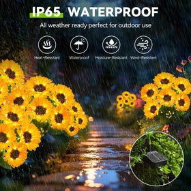 Ahaorigin sunflowers outdoor lights IP65 waterproof withstand weather while remaining colorful.